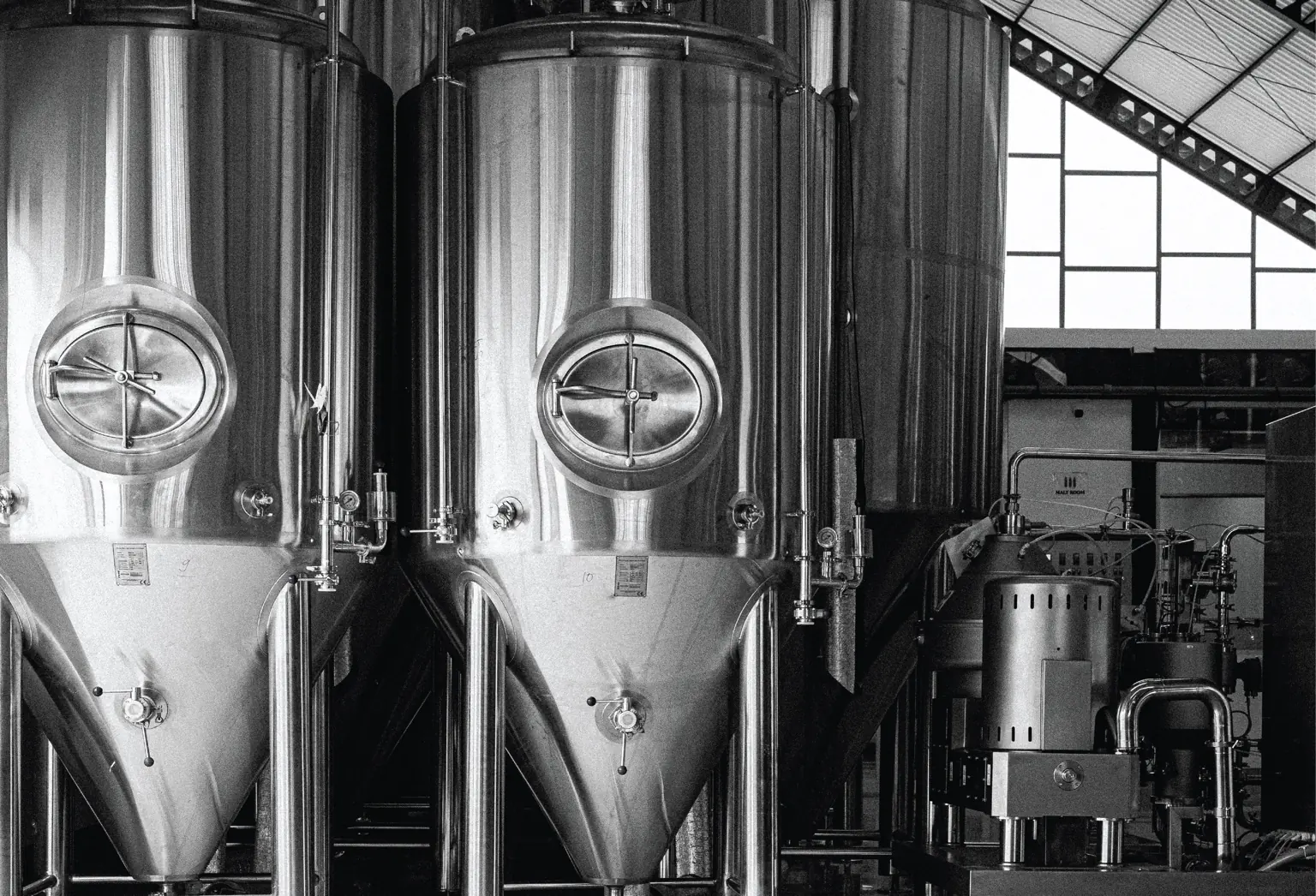 Stainless steel production vessels inside the House of Spirits distillery