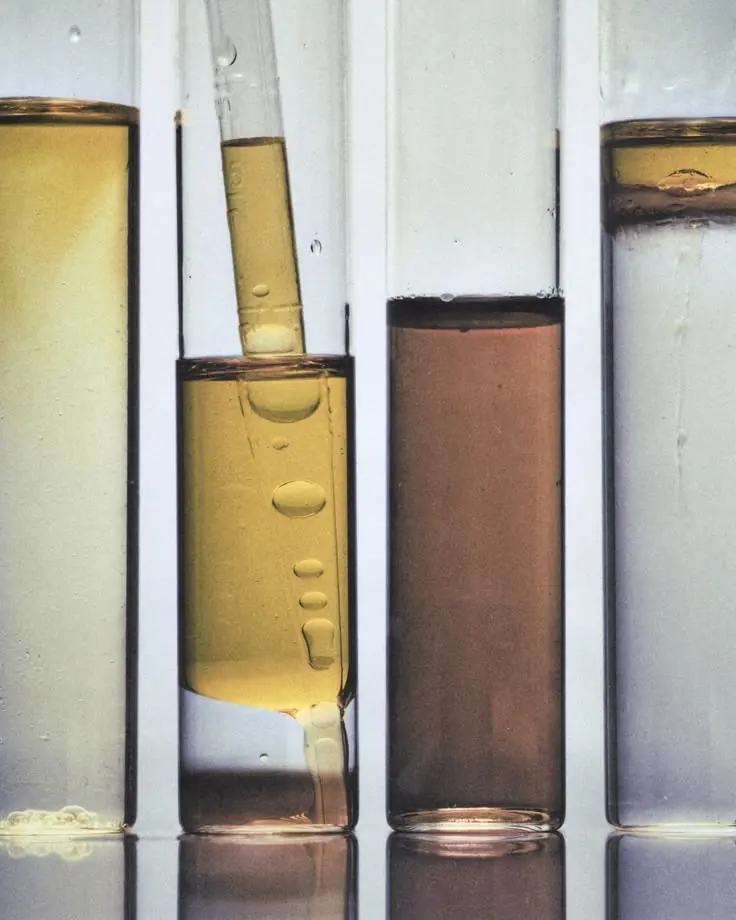Spirit samples in laboratory glassware